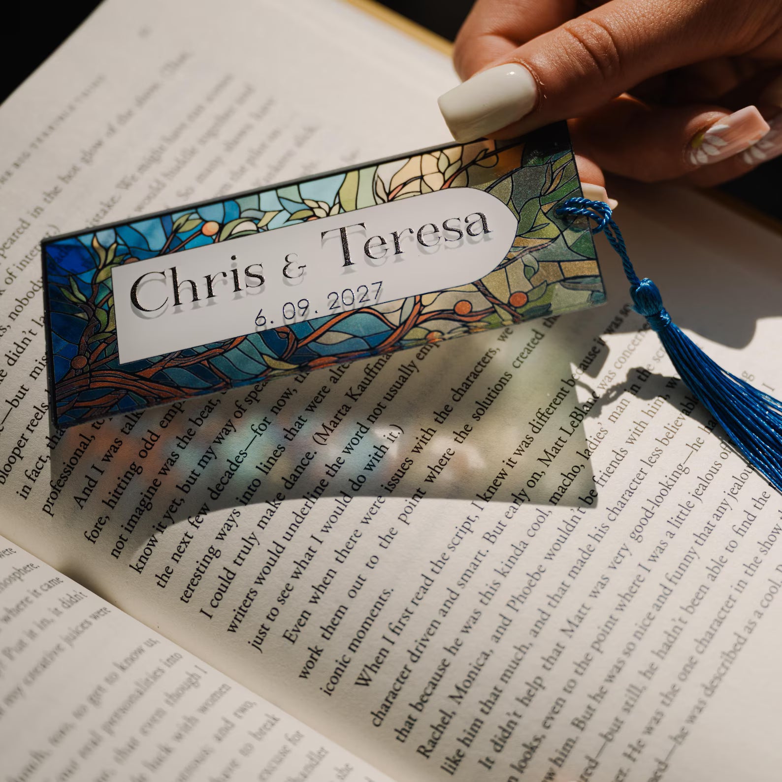Stained Glass Effect Bookmark: Personalized Fairytale & Medieval Wedding Favor
