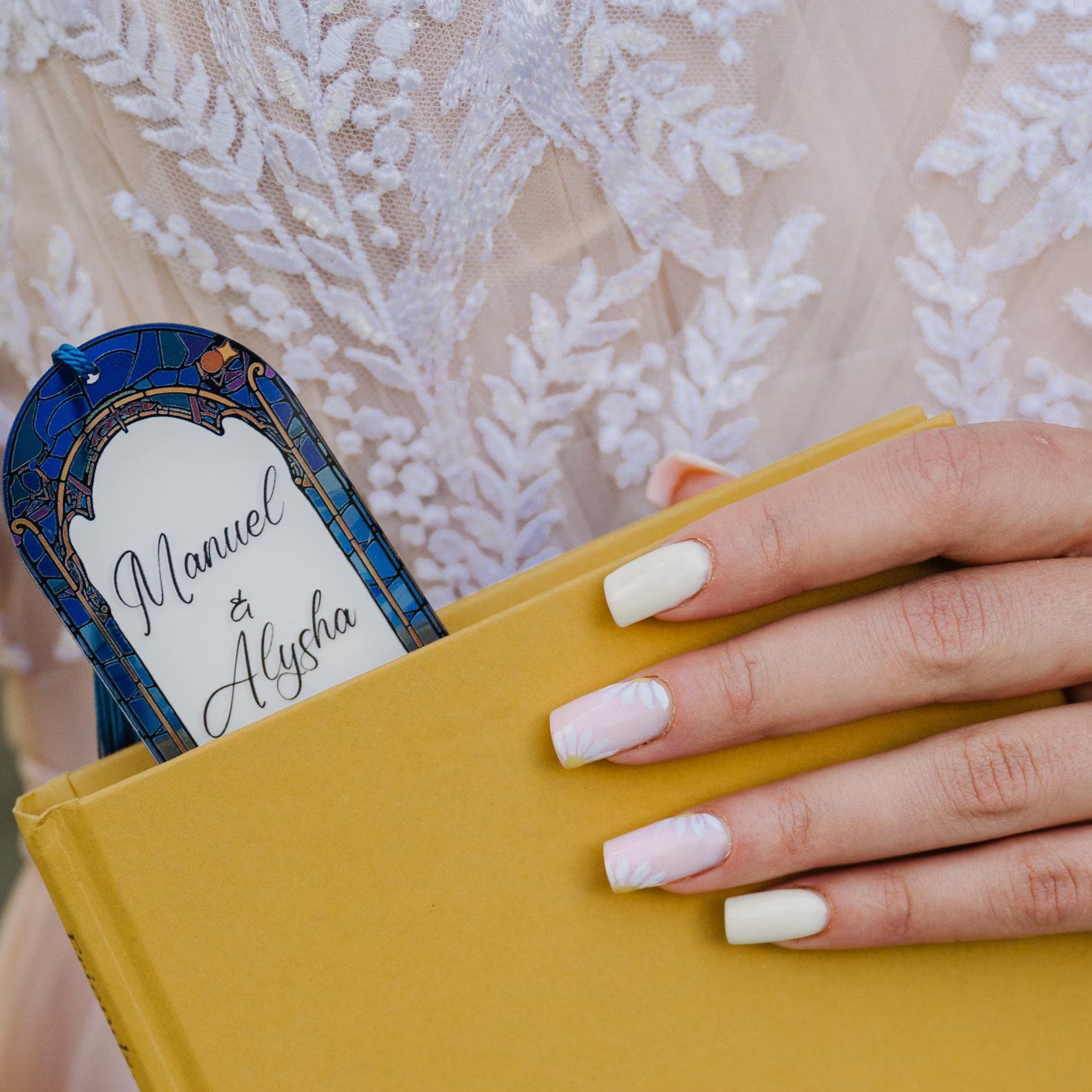 Stained Glass Effect Bookmark: Personalized Fairytale & Medieval Wedding Favor