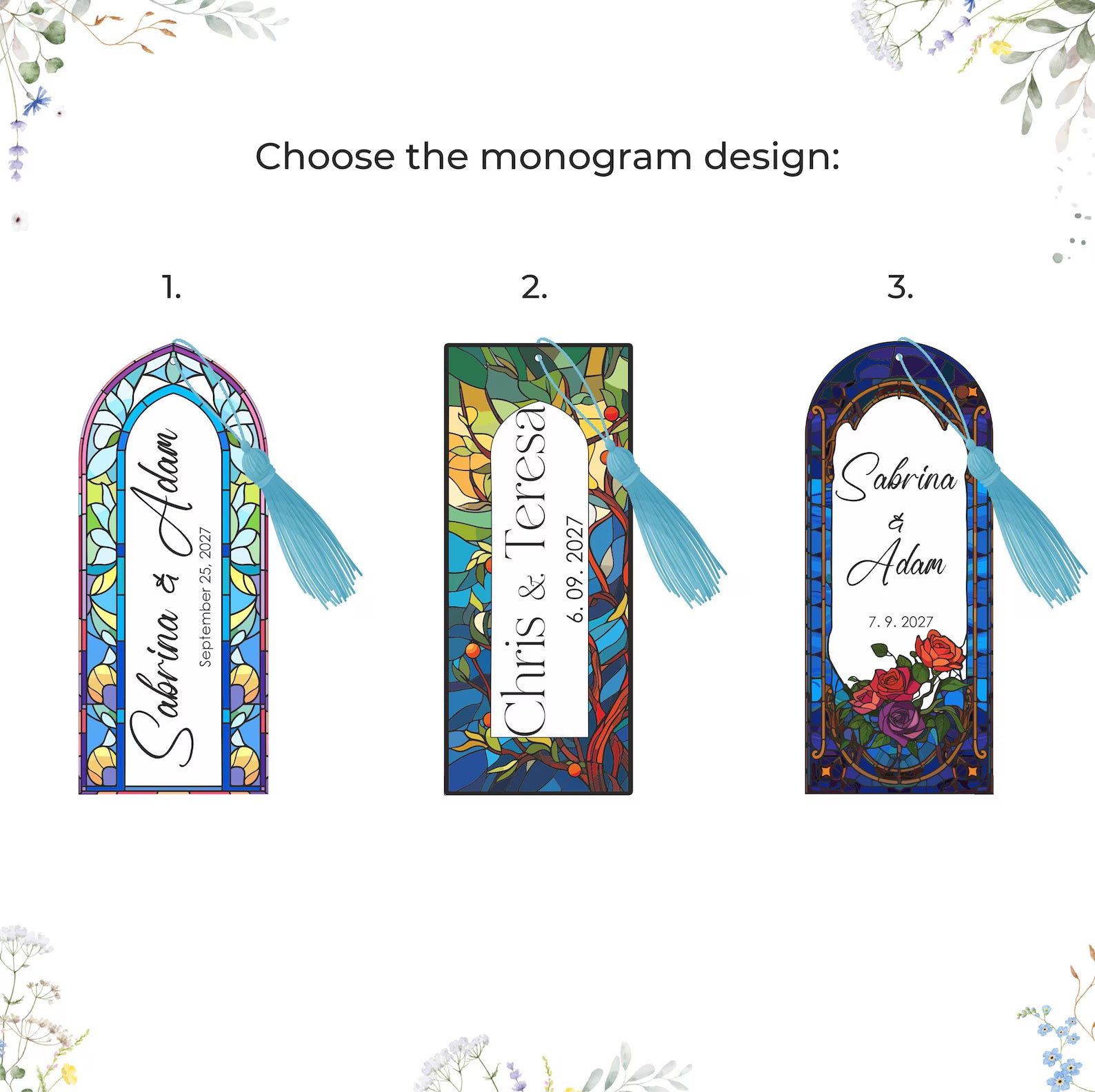 Stained Glass Effect Bookmark: Personalized Fairytale & Medieval Wedding Favor