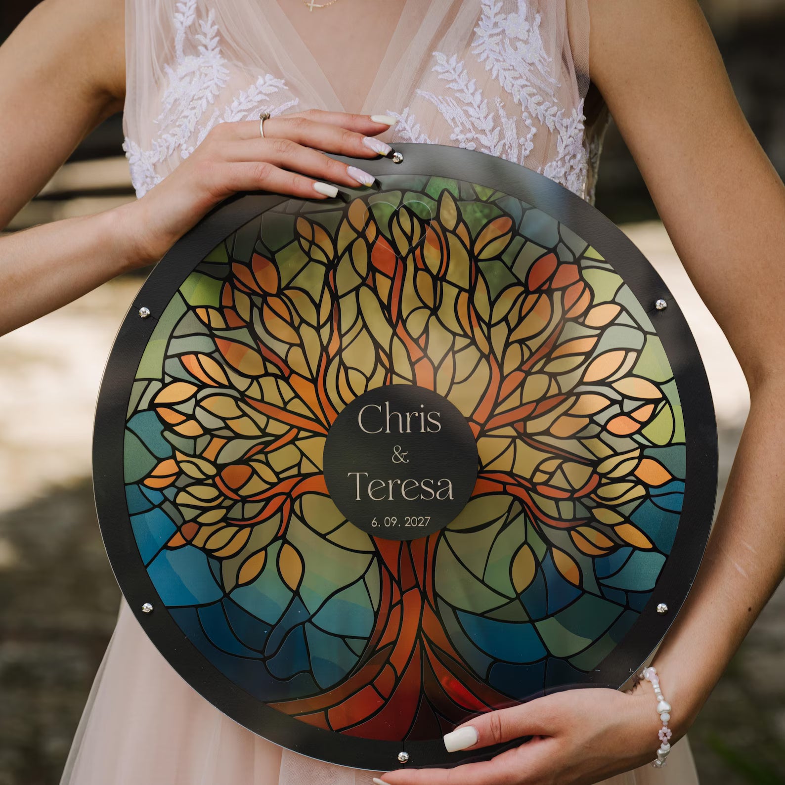 Stained Glass Wedding Guest Book Alternative: Fairytale Rose Design