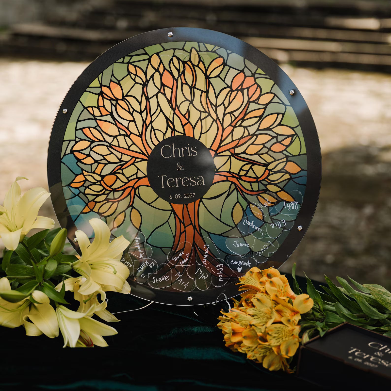 Stained Glass Wedding Guest Book Alternative: Fairytale Rose Design