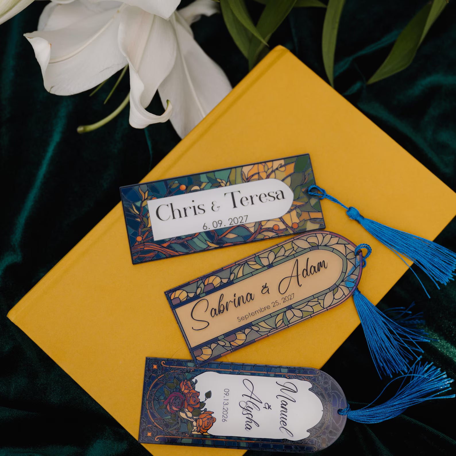 Stained Glass Effect Bookmark: Personalized Fairytale & Medieval Wedding Favor