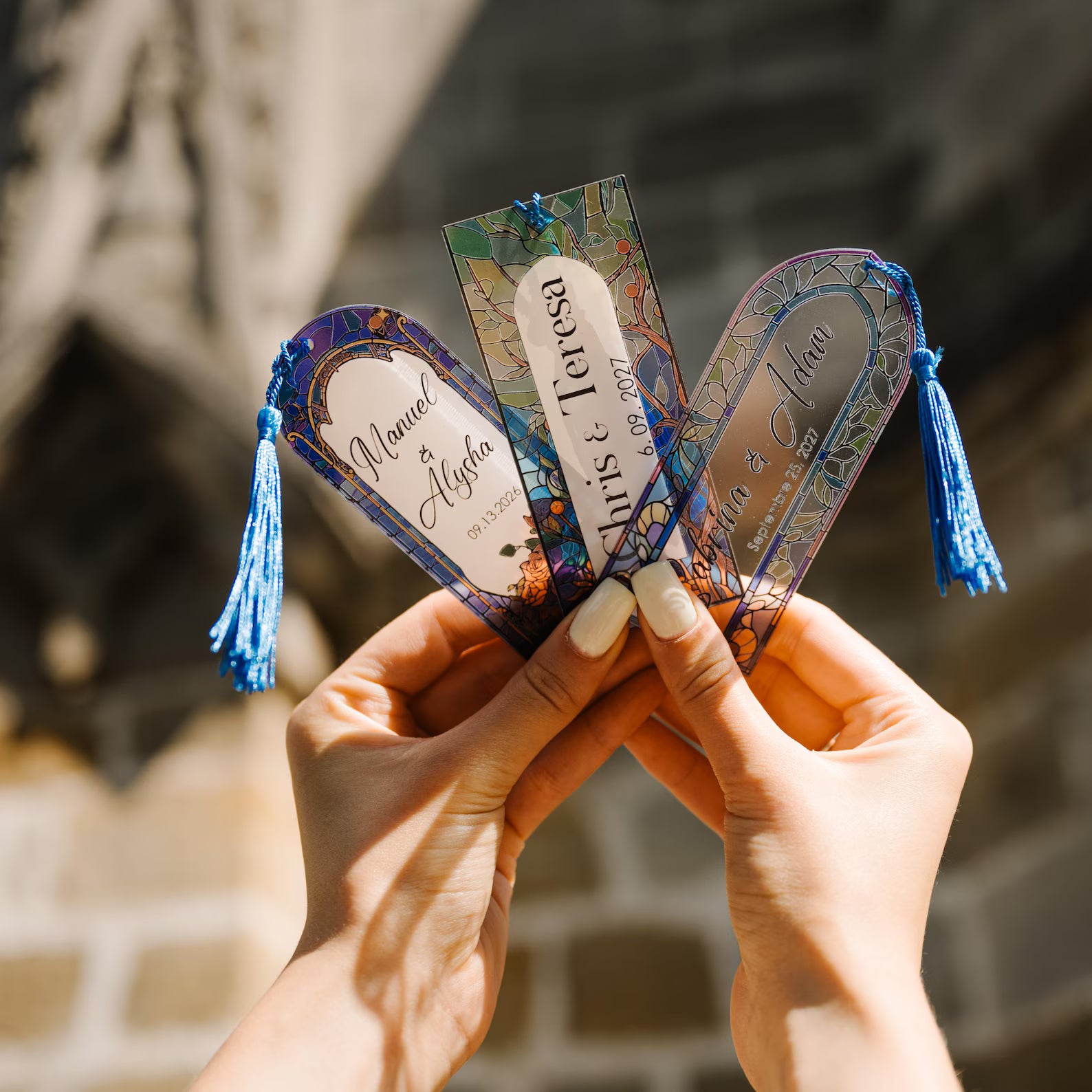 Stained Glass Effect Bookmark: Personalized Fairytale & Medieval Wedding Favor