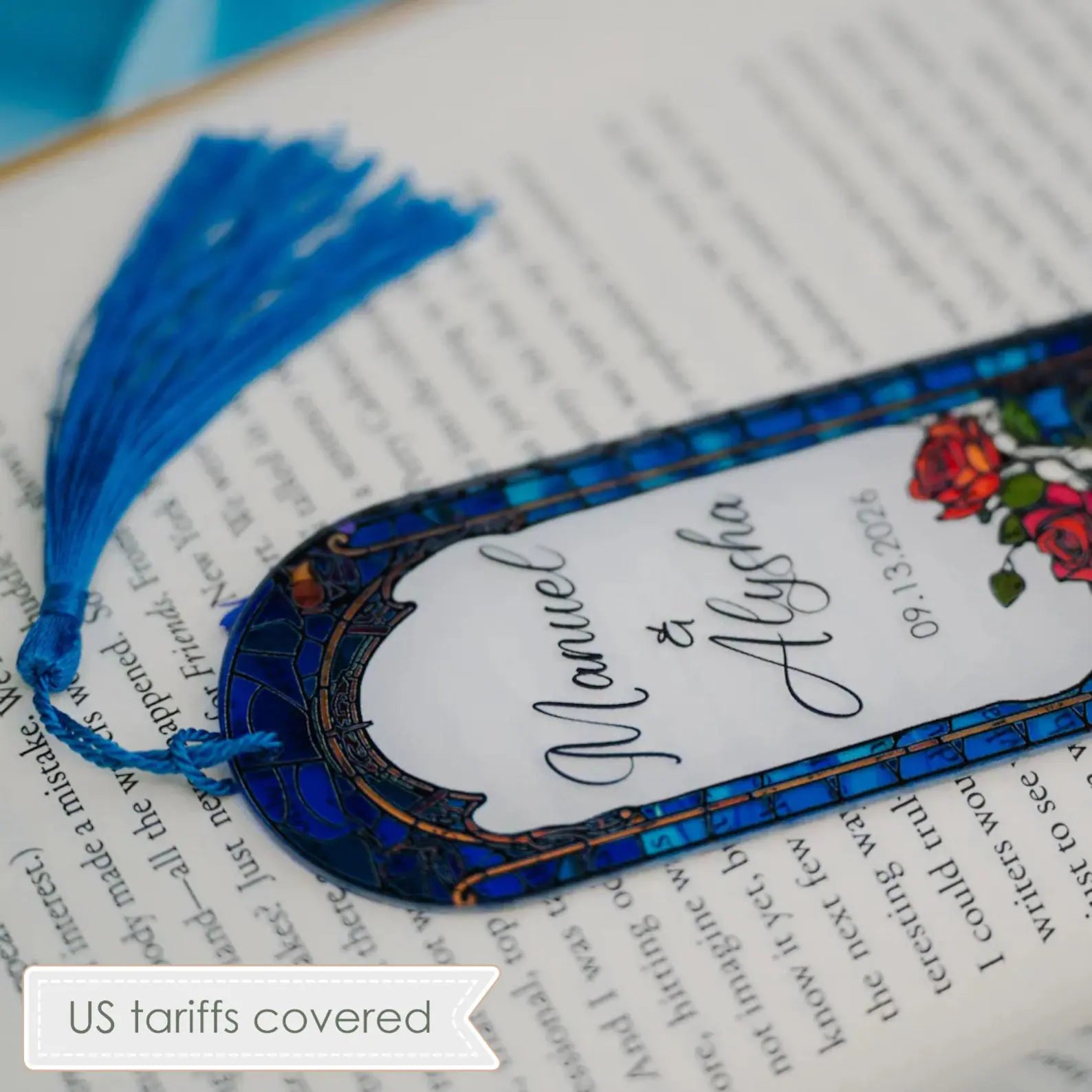 Stained Glass Effect Bookmark: Personalized Fairytale & Medieval Wedding Favor