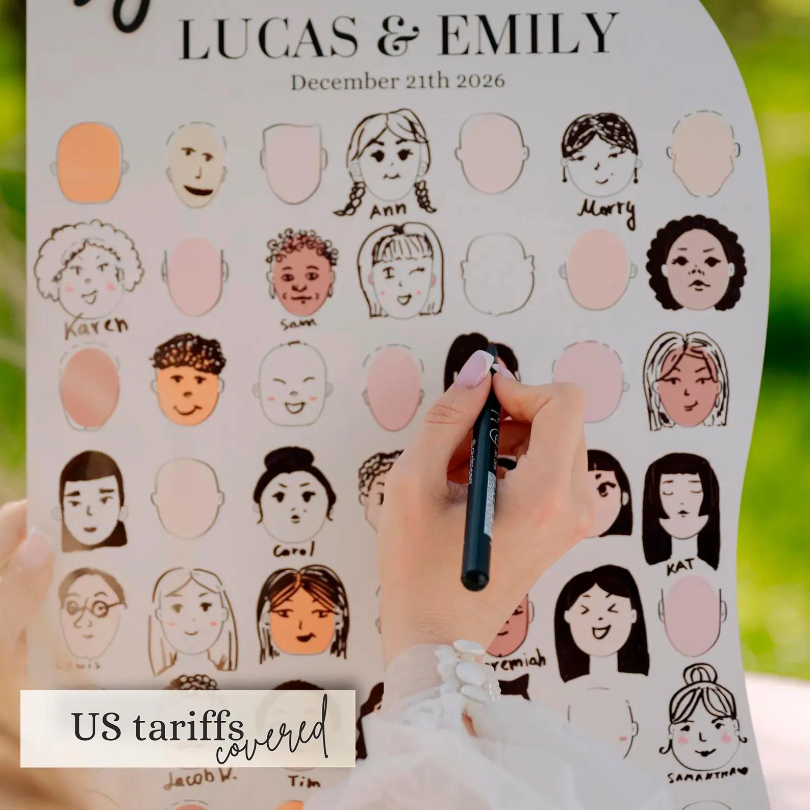 Personalized Wedding Guest Book Alternative with Faces: Draw Your Face Reception Game