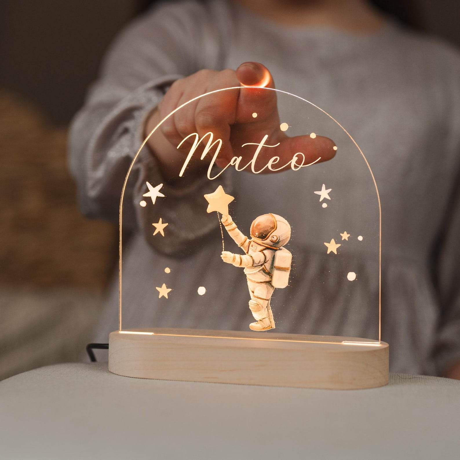 Custom Floral Night Light for Baby Girl Nursery Decor - Personalized Name Lamp