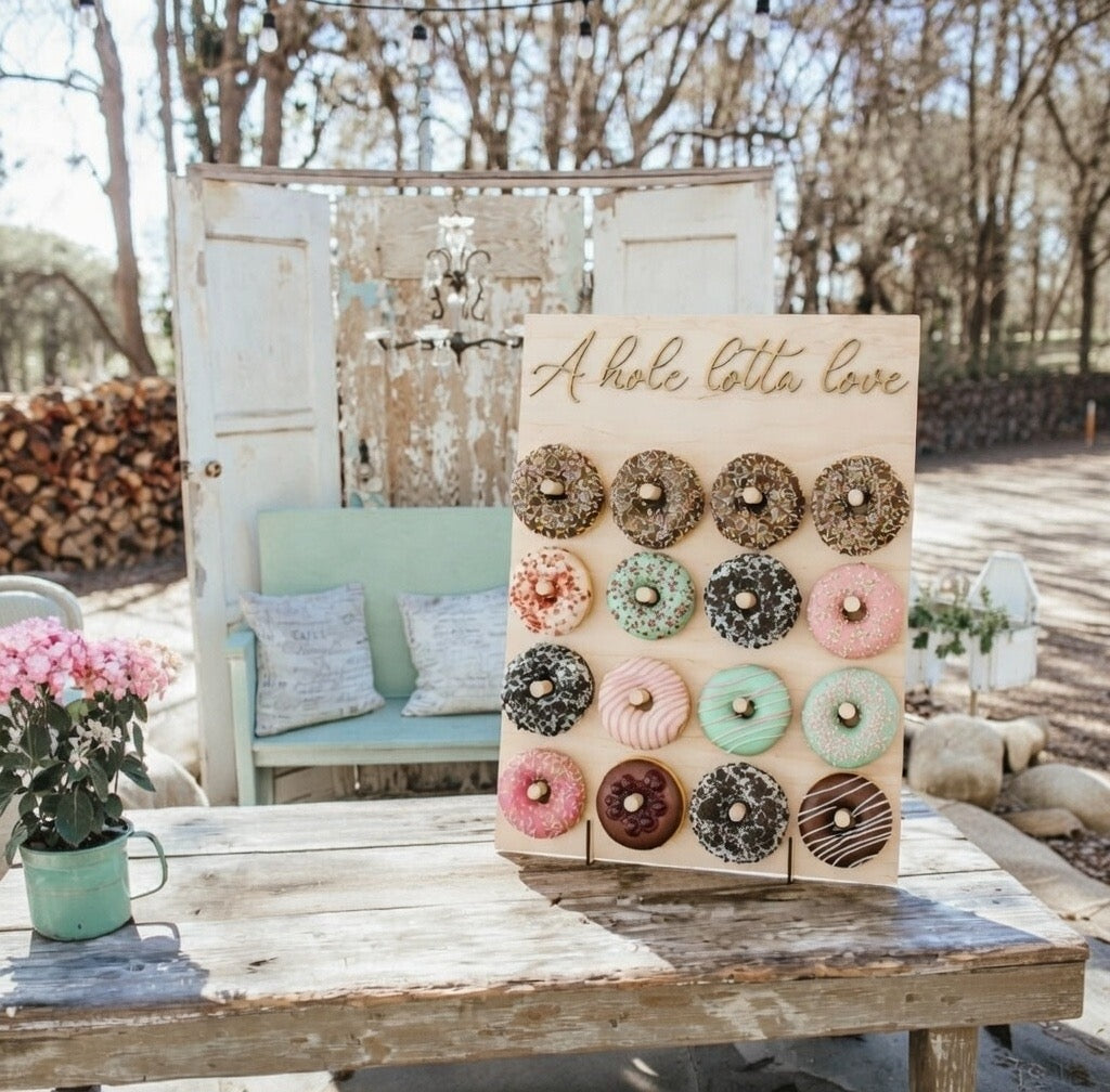 Custom Wooden Donut Wall Display for Wedding Party