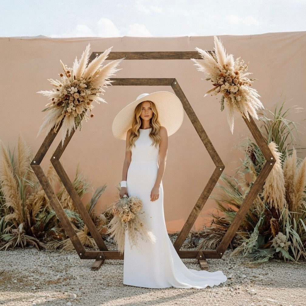 Wooden Wedding Arch: Hexagon, Triangle & Ruby-Shaped Wooden Arbor Backdrop