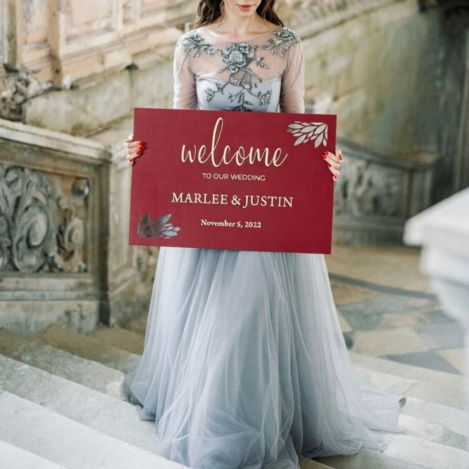 Personalized Wooden Welcome Wedding Sign with (Optional) Guest Book *