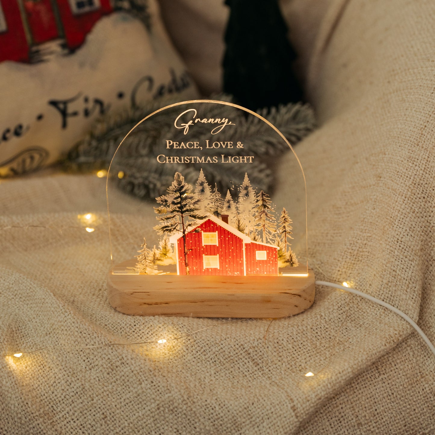 Personalized Christmas Night Light, Holiday Scandinavian Winter Decor