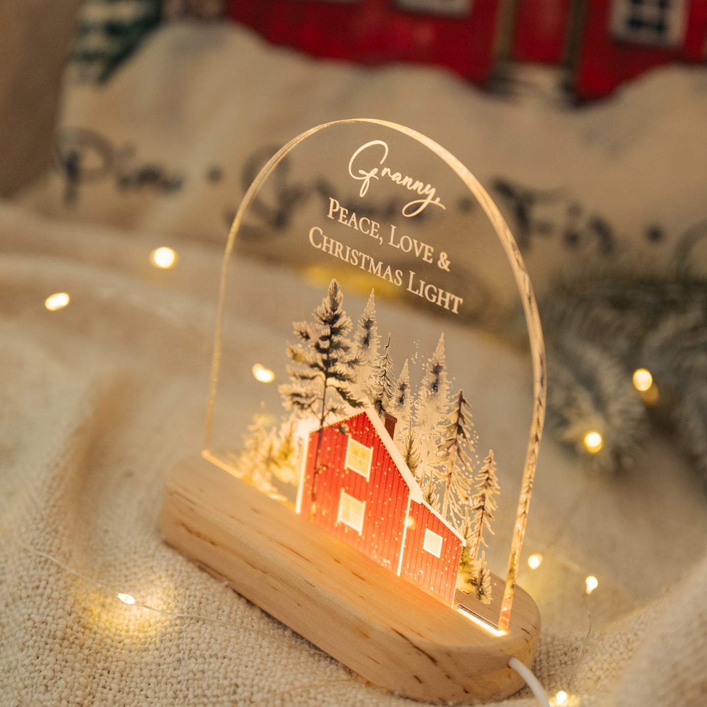 Personalized Christmas Night Light, Holiday Scandinavian Winter Decor