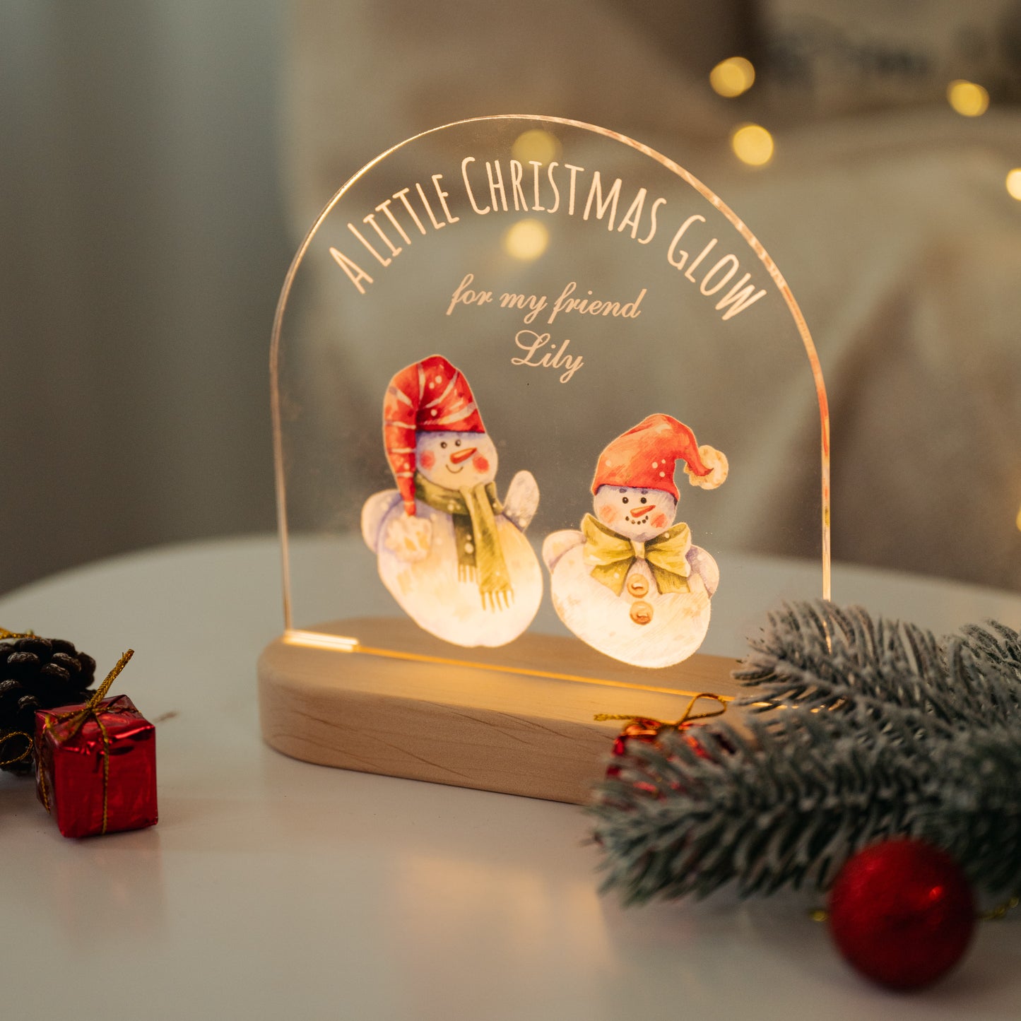 Personalized Christmas Night Light, Holiday Scandinavian Winter Decor