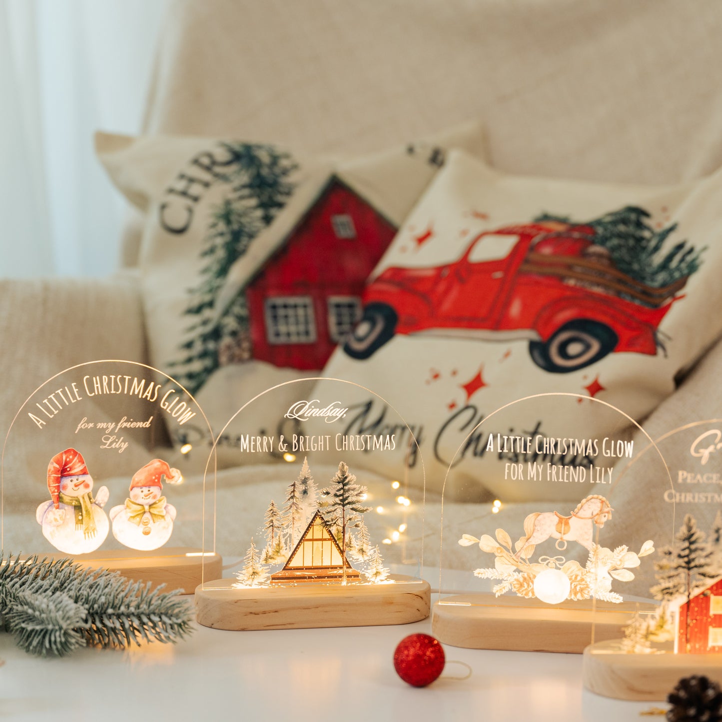 Personalized Christmas Night Light, Holiday Scandinavian Winter Decor