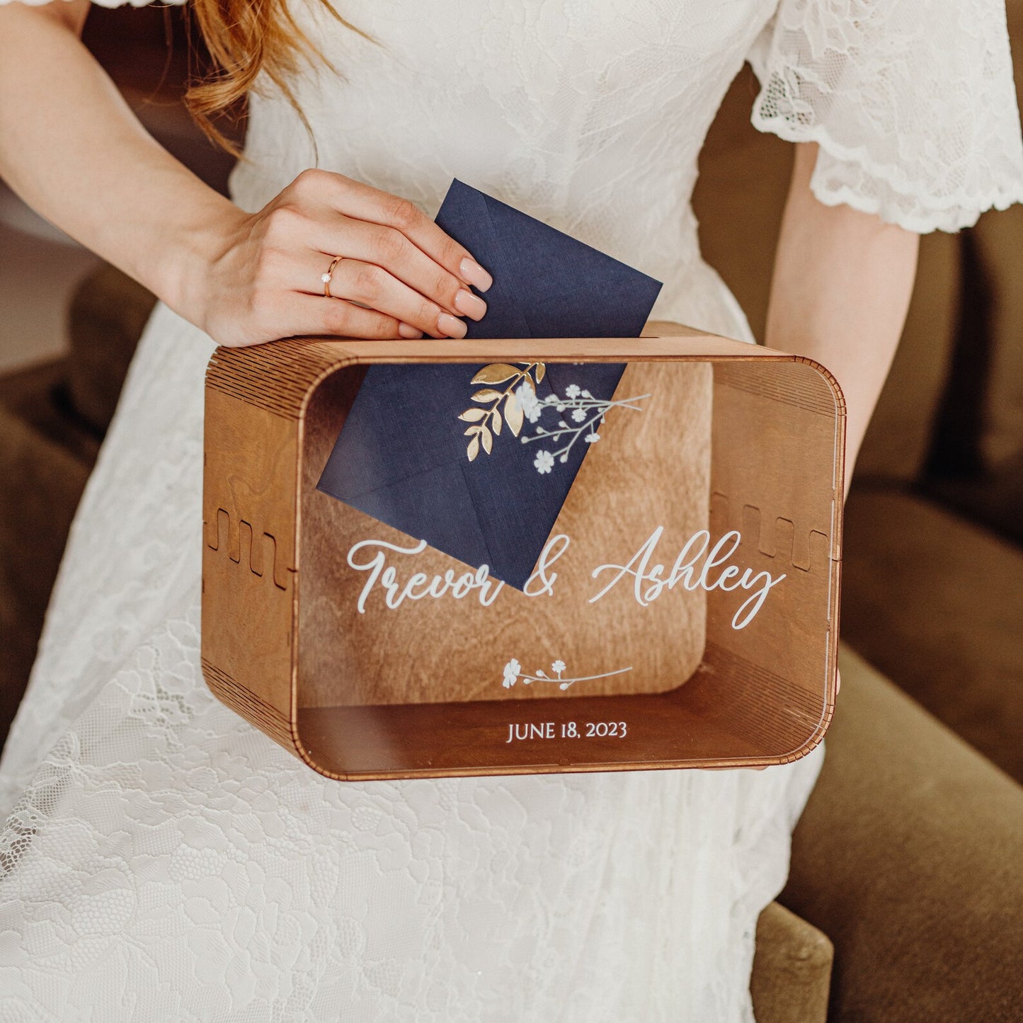 Personalized Wedding Card Box with Print