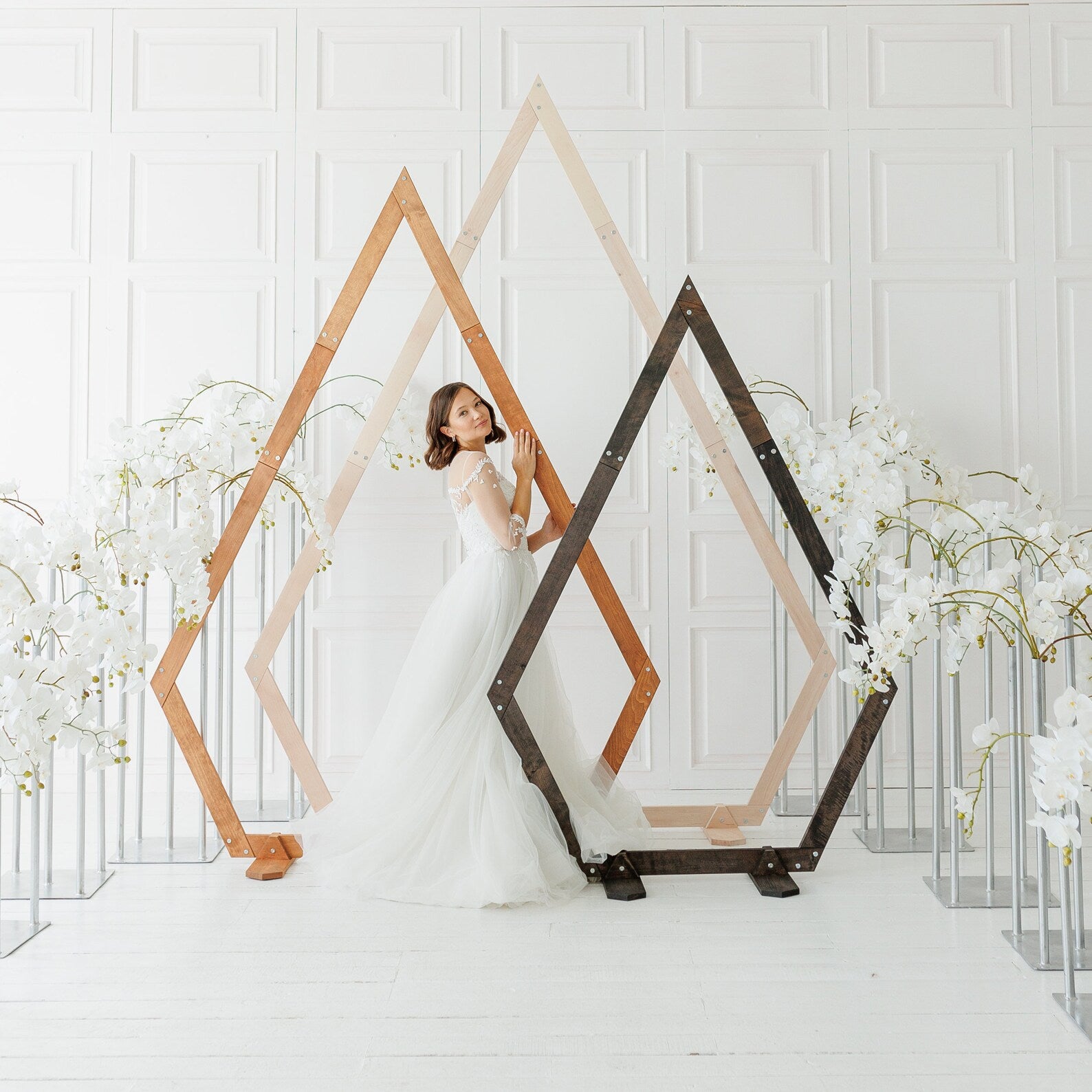 Wooden Wedding Arch: Hexagon, Triangle & Ruby-Shaped Wooden Arbor Backdrop