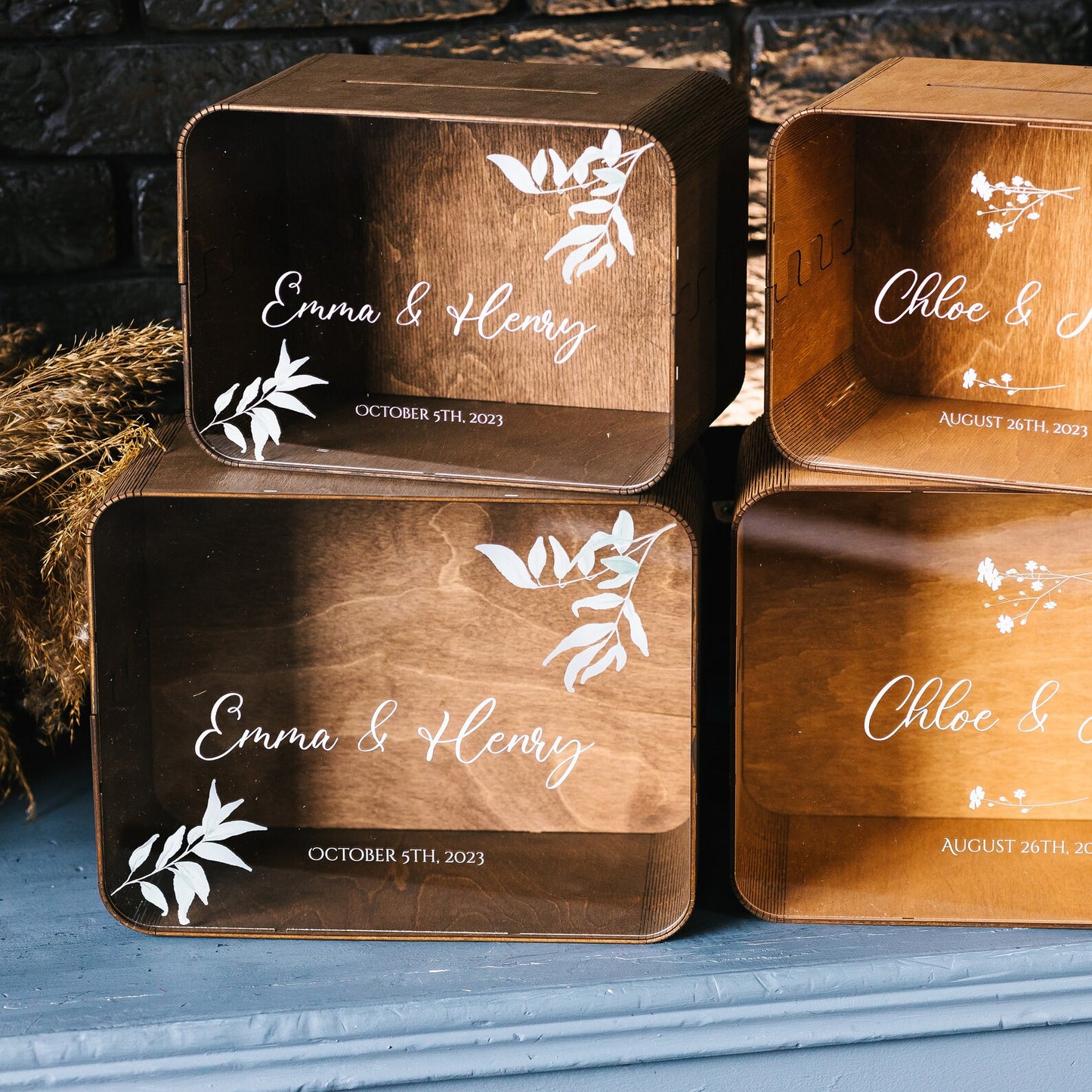 Personalized Wedding Card Box with Print