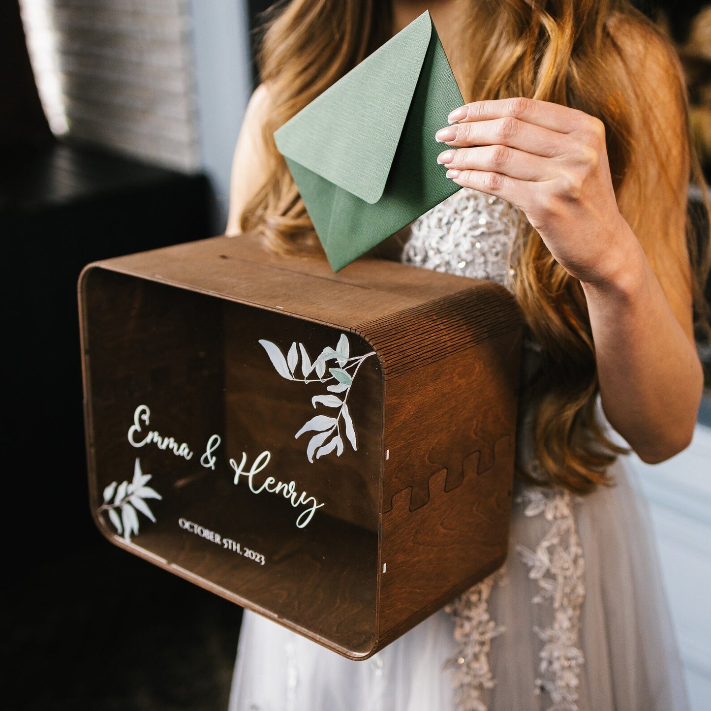 Personalized Wedding Card Box with Print