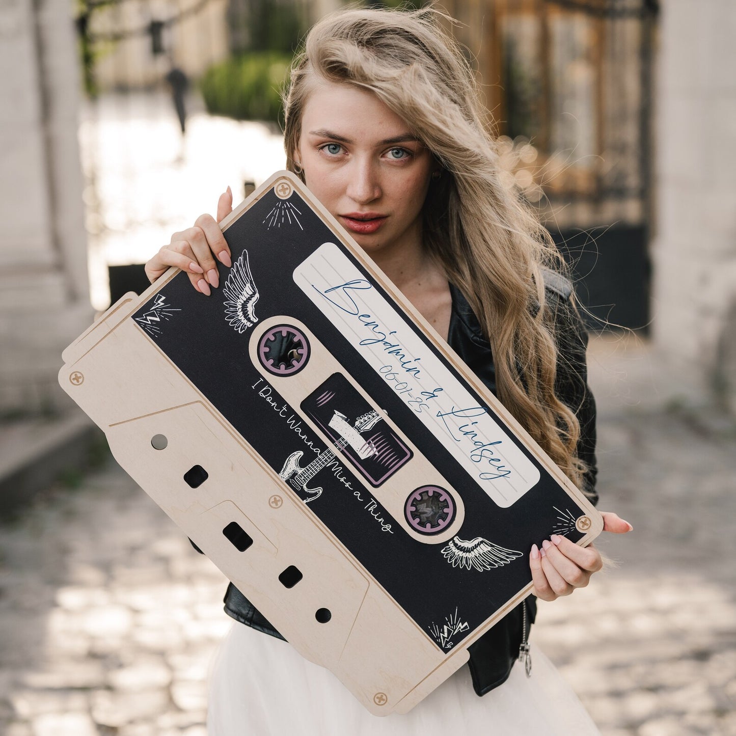 Retro Music Cassette-shaped Wedding Sign