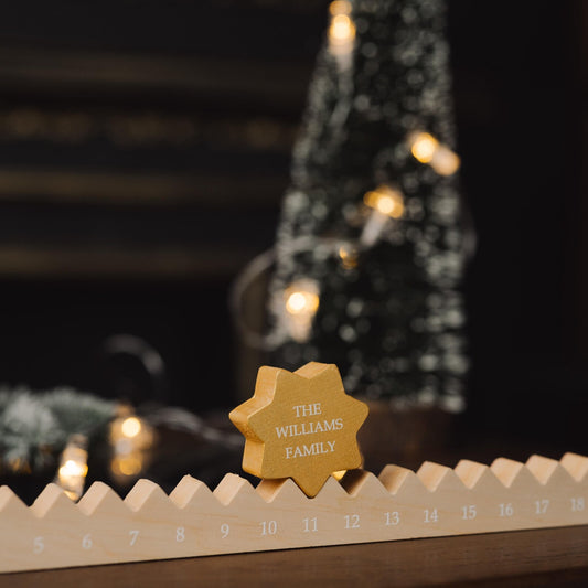 Personalized Advent Calendar with a Star & Optional Hooks & Linen Bags