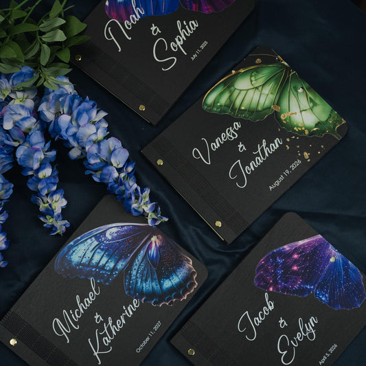 Personalized Tropical Wedding Guest Book with Butterfly Decor