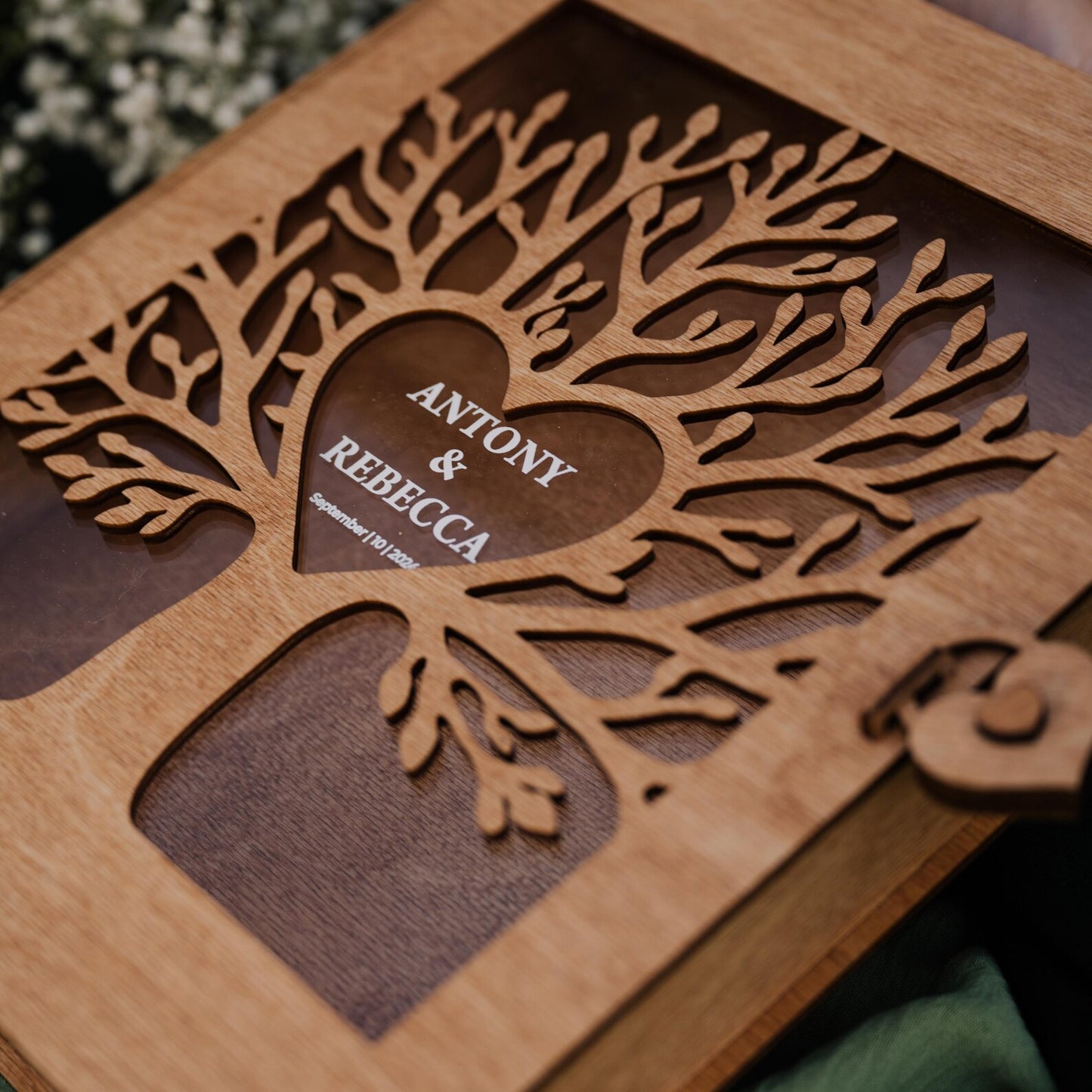 Custom Wedding Memory Box, Rustic Wedding Keepsake Book