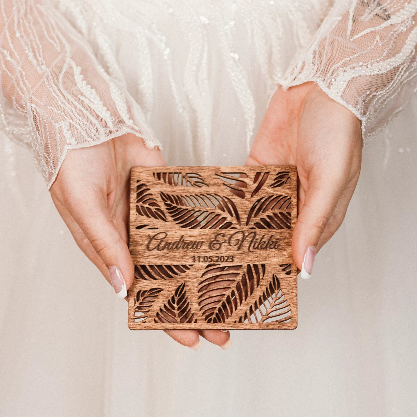 Personalized Wedding Favors for Guests in Bulk, Custom Wooden Coasters with Cut Out Design