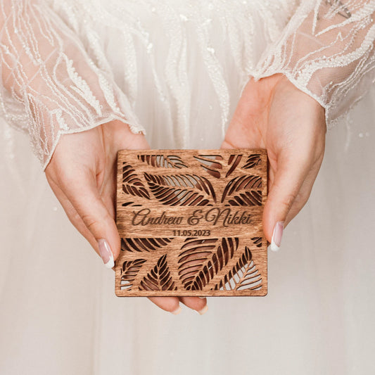 Personalized Wedding Favors for Guests in Bulk, Custom Wooden Coasters with Cut Out Design