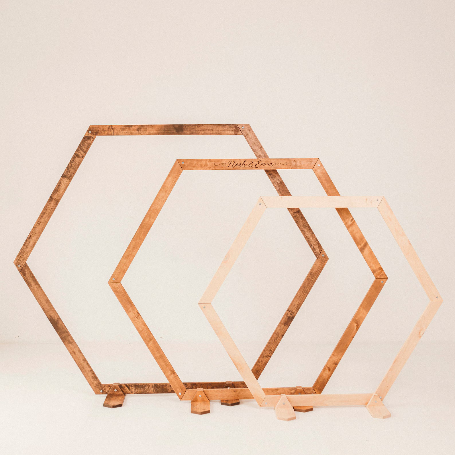 Wedding Arches: Hexagon, Triangle & Ruby-Shaped Wooden Arches