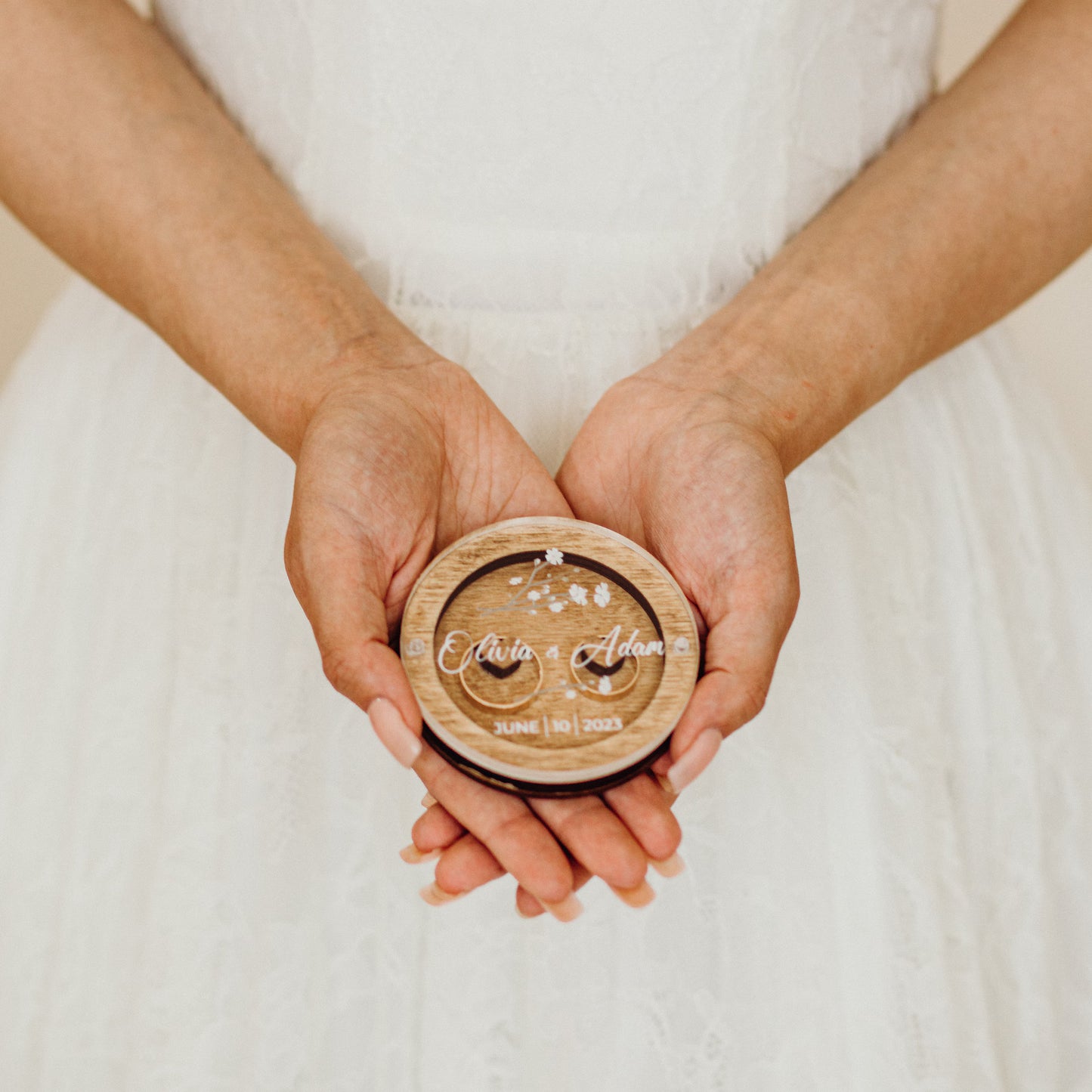 Personalized Wooden Ring Box with Acrylic Lid, Heart Shaped / Square / Circle Engagement Ring Box