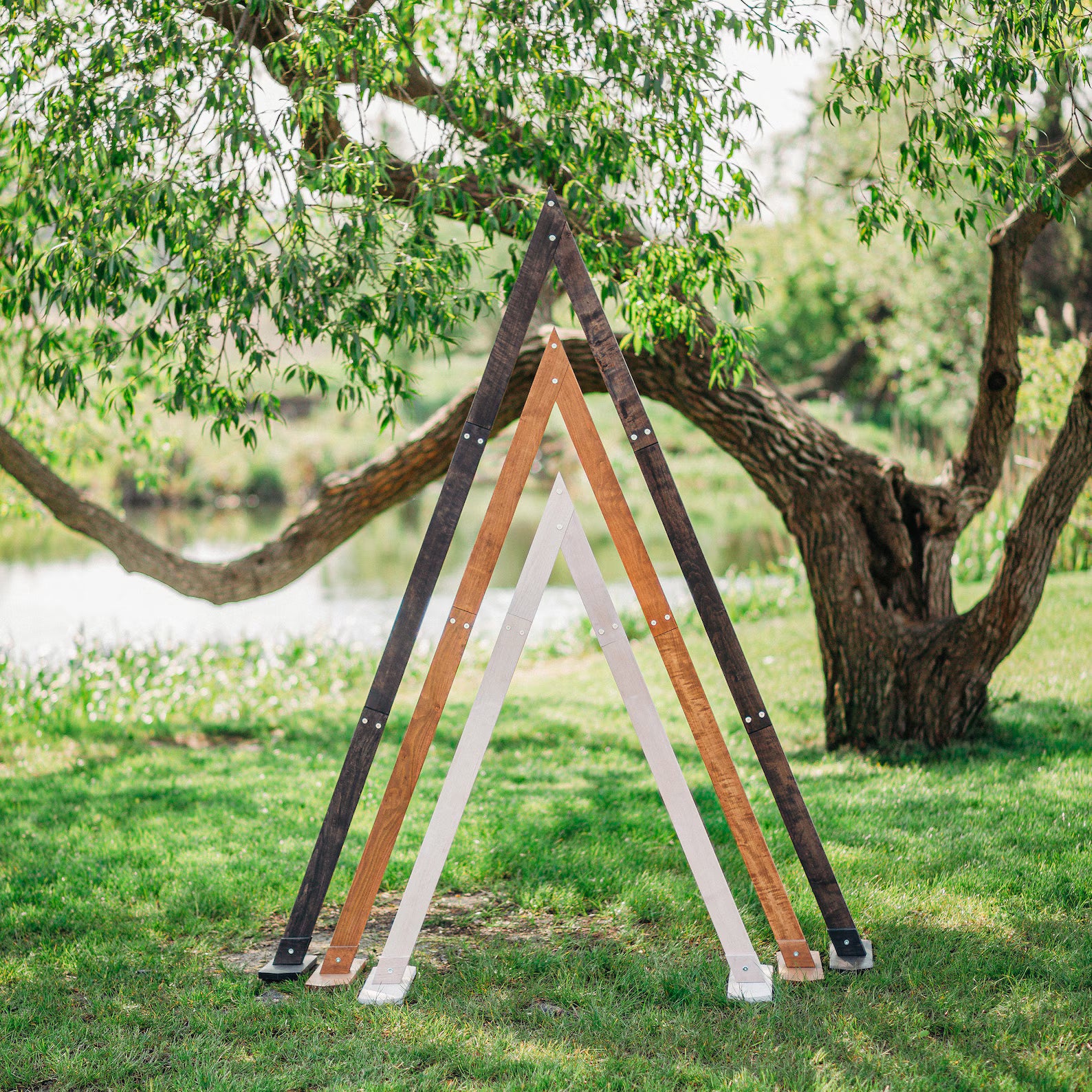 Wedding Arches: Hexagon, Triangle & Ruby-Shaped Wooden Arches