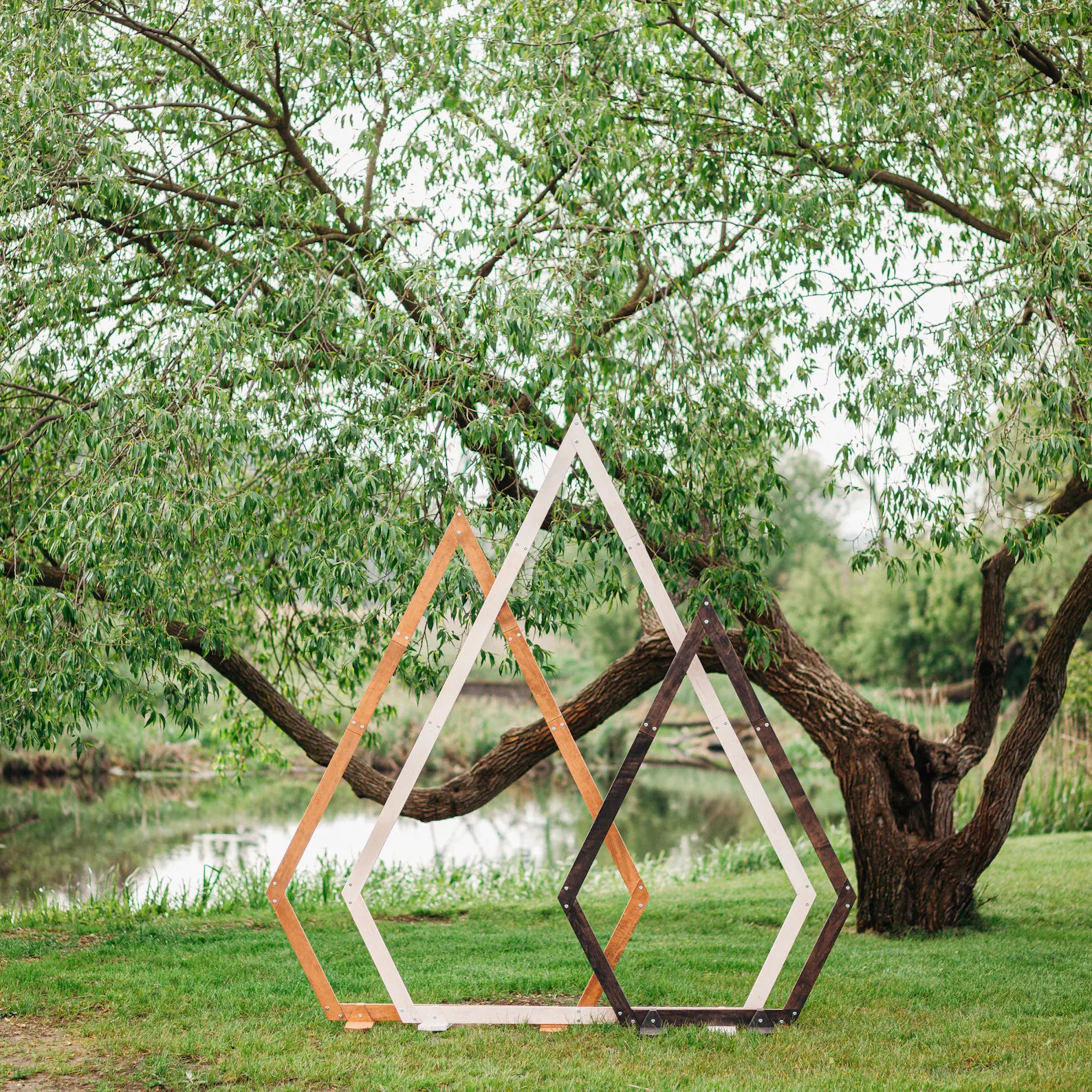 Wedding Arches: Hexagon, Triangle & Ruby-Shaped Wooden Arches