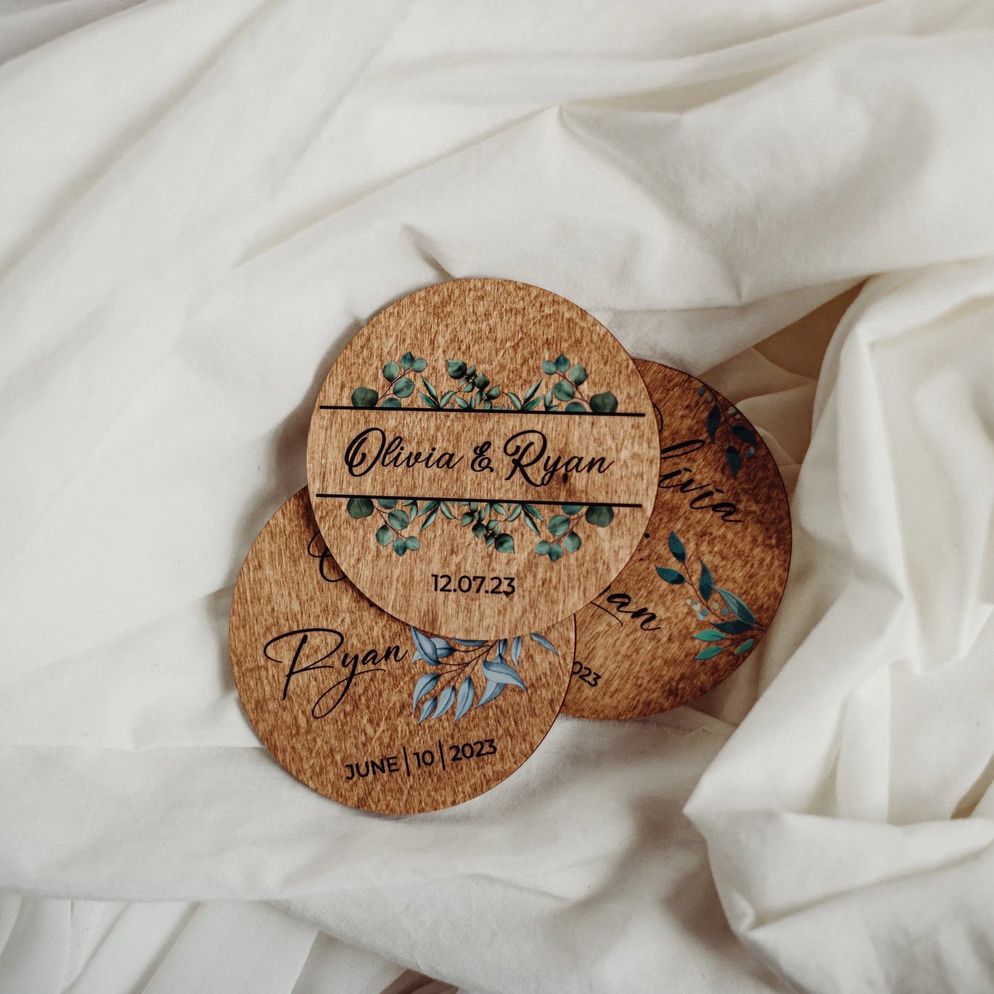 Rustic Wedding Circle Coasters