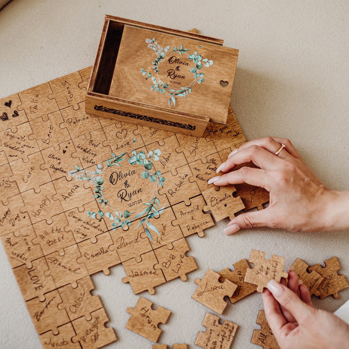 Personalized Wedding Guest Book Puzzle with Box