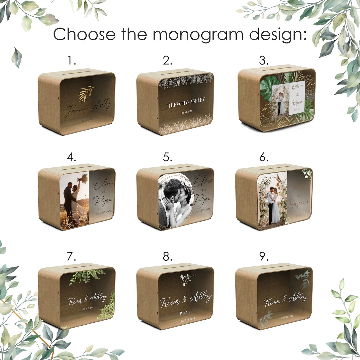 Personalized Wedding Card Box with Print