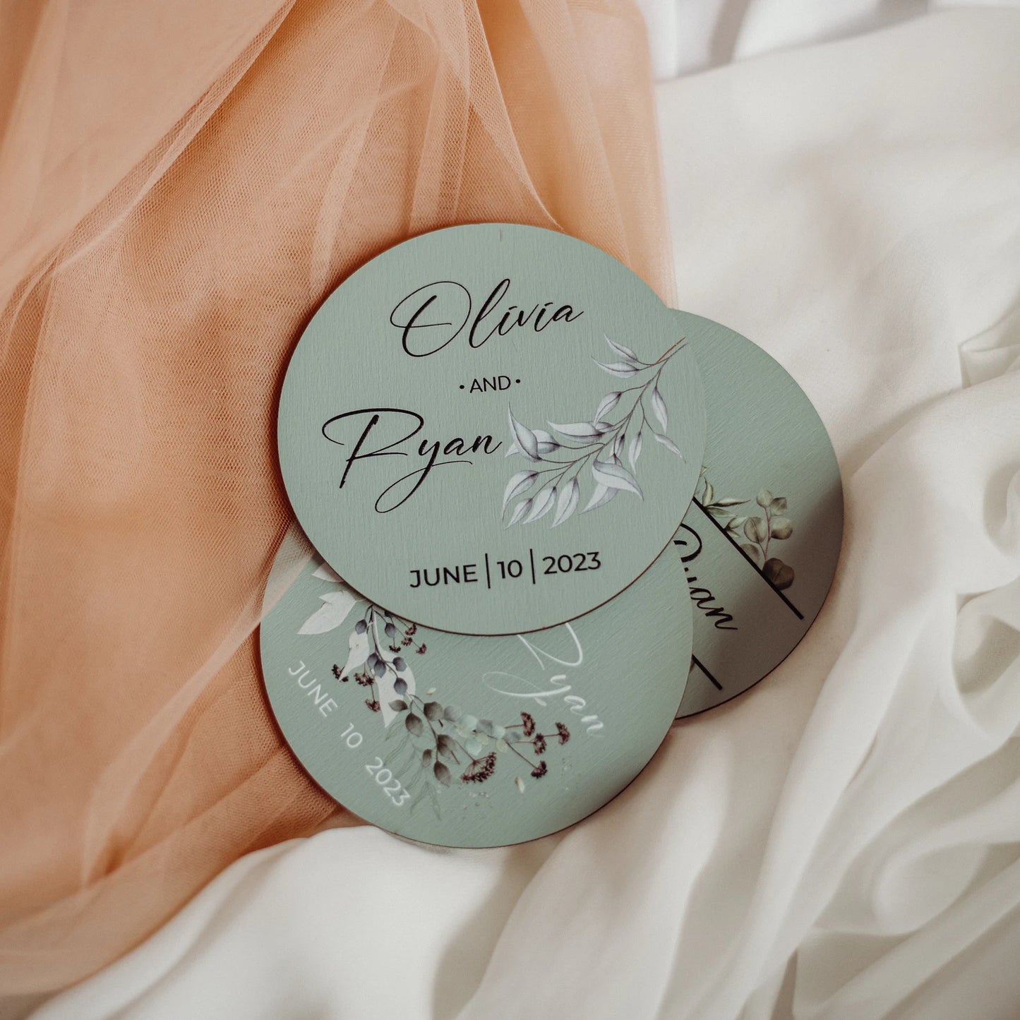 Rustic Wedding Circle Coasters
