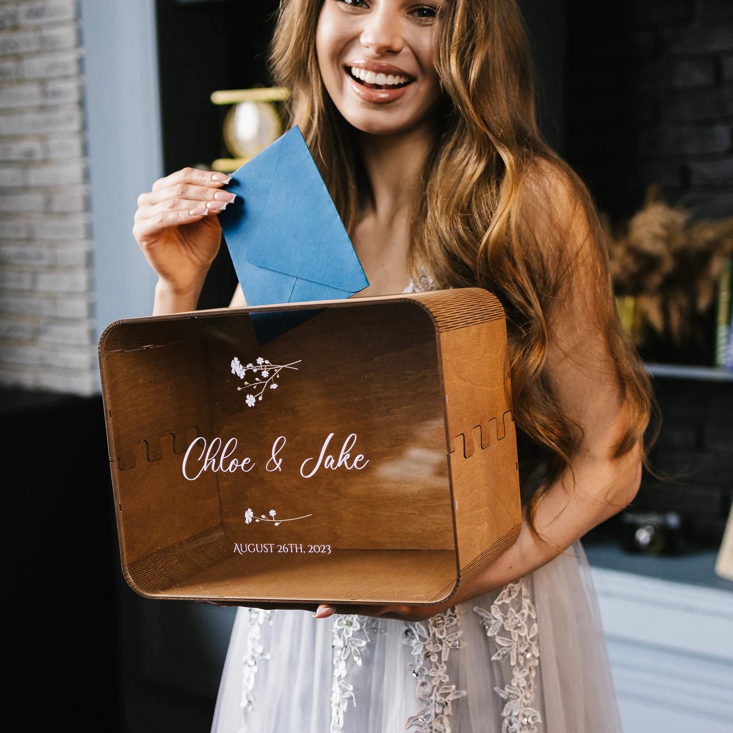 Personalized Wedding Card Box with Print