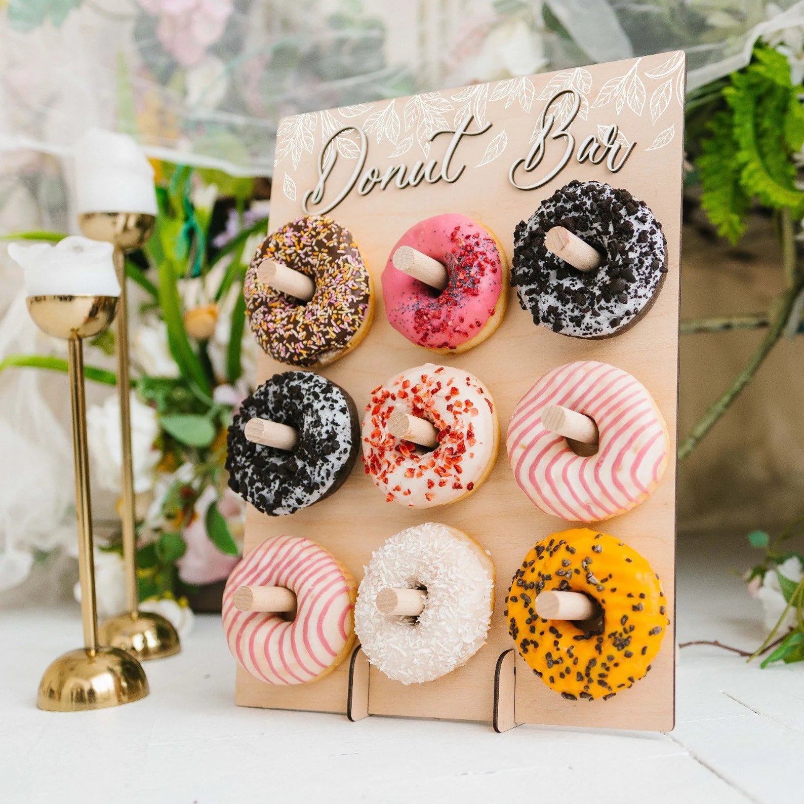 Custom Wooden Donut Wall Display for Wedding Party