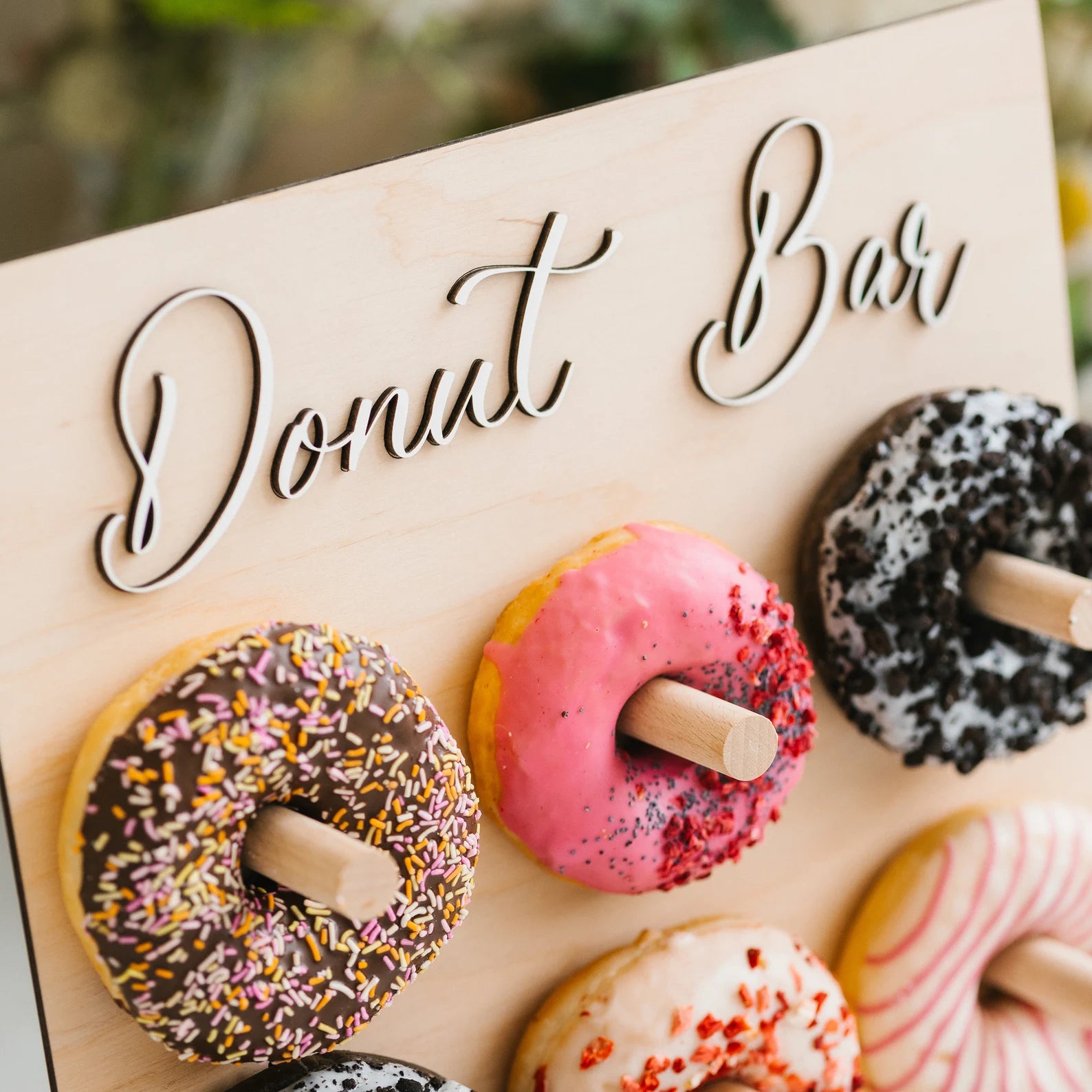 Custom Wooden Donut Wall Display for Wedding Party