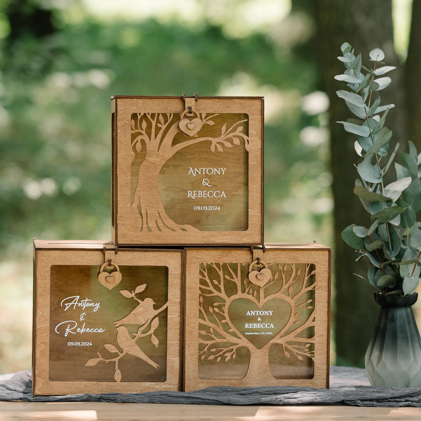 Personalized Family Tree Card Box for Wedding