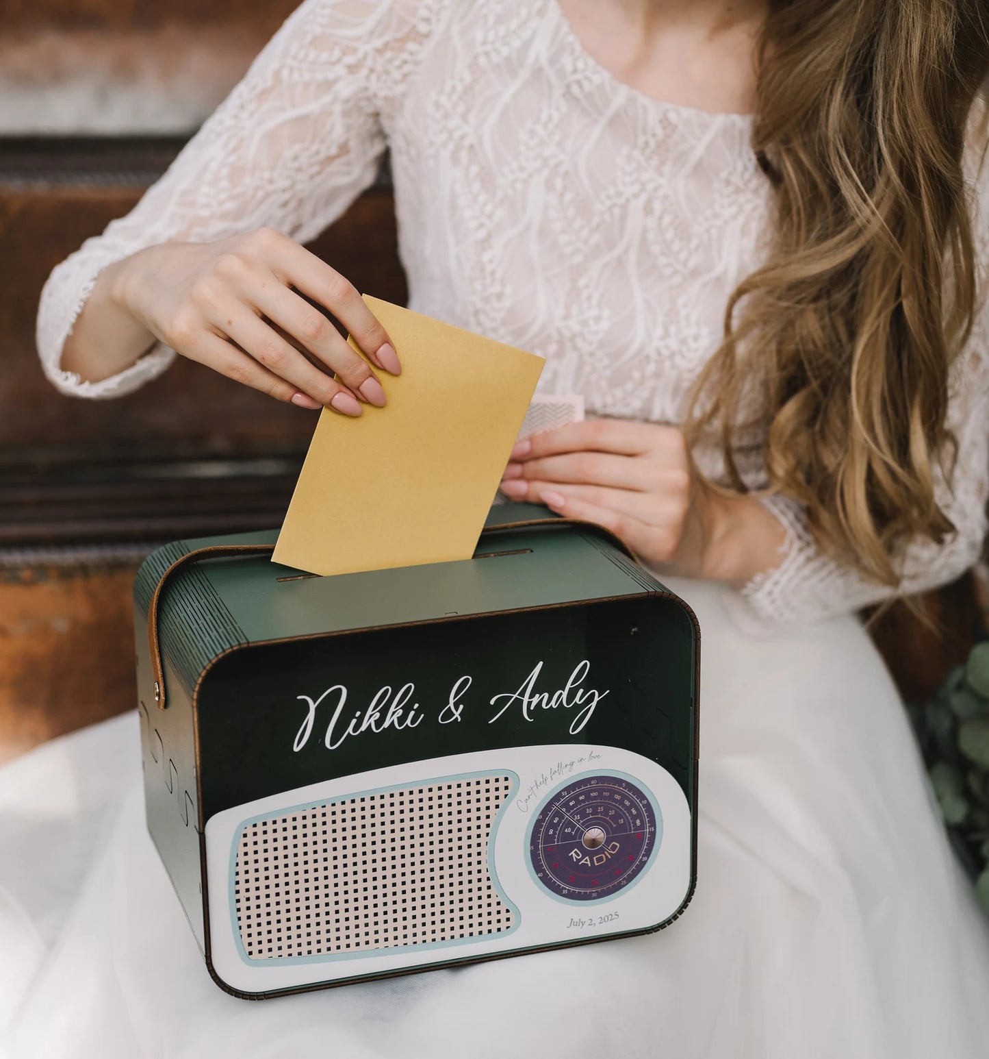 Personalized Retro Music Wedding Card Box
