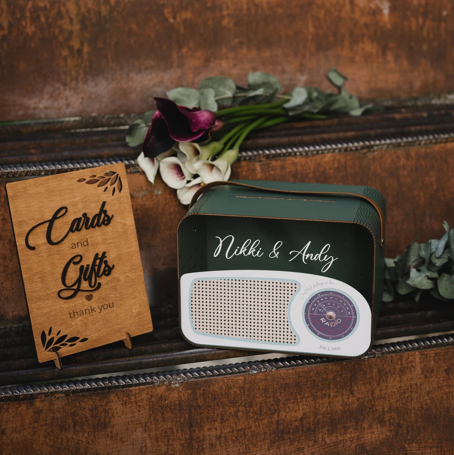 Personalized Retro Music Wedding Card Box