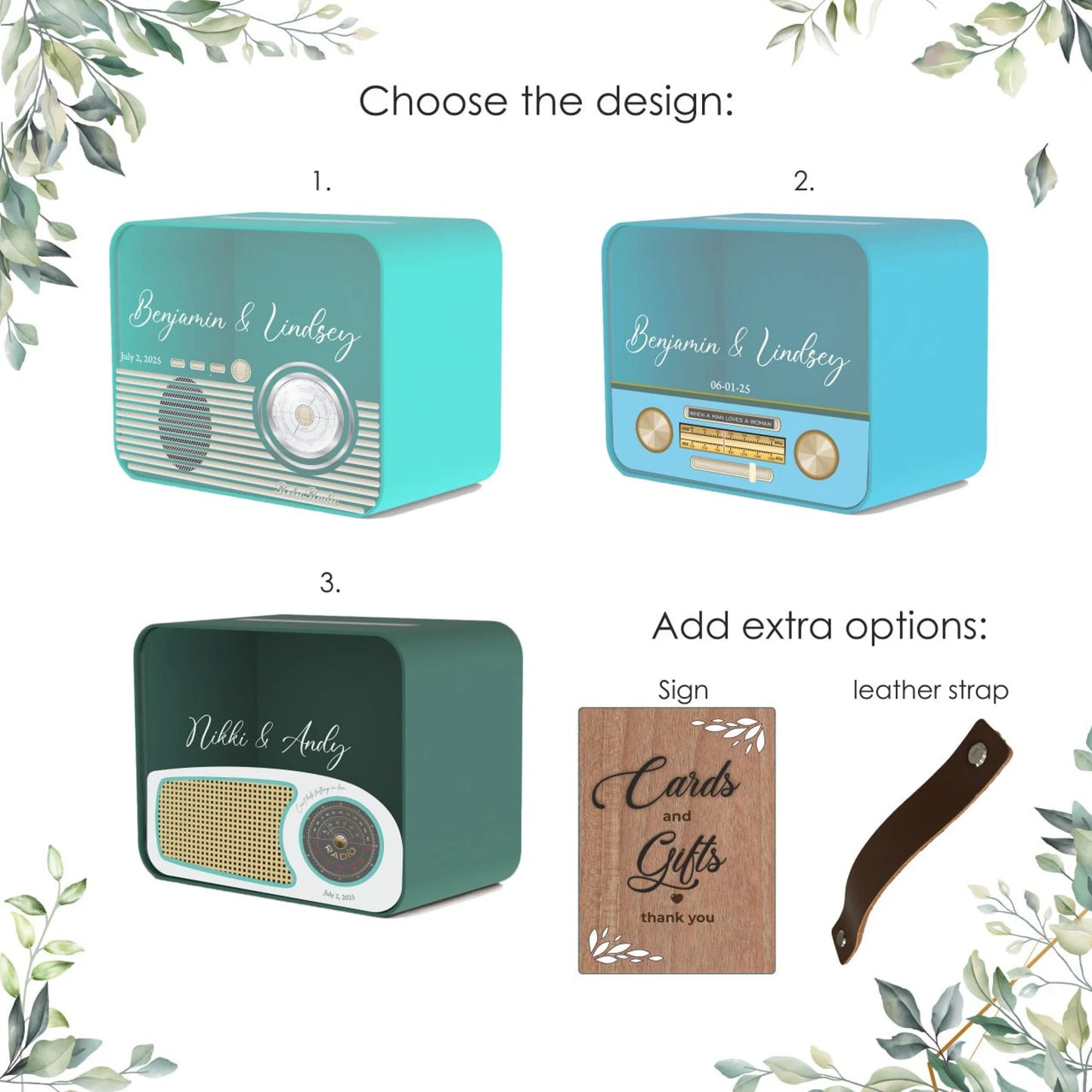 Personalized Retro Music Wedding Card Box
