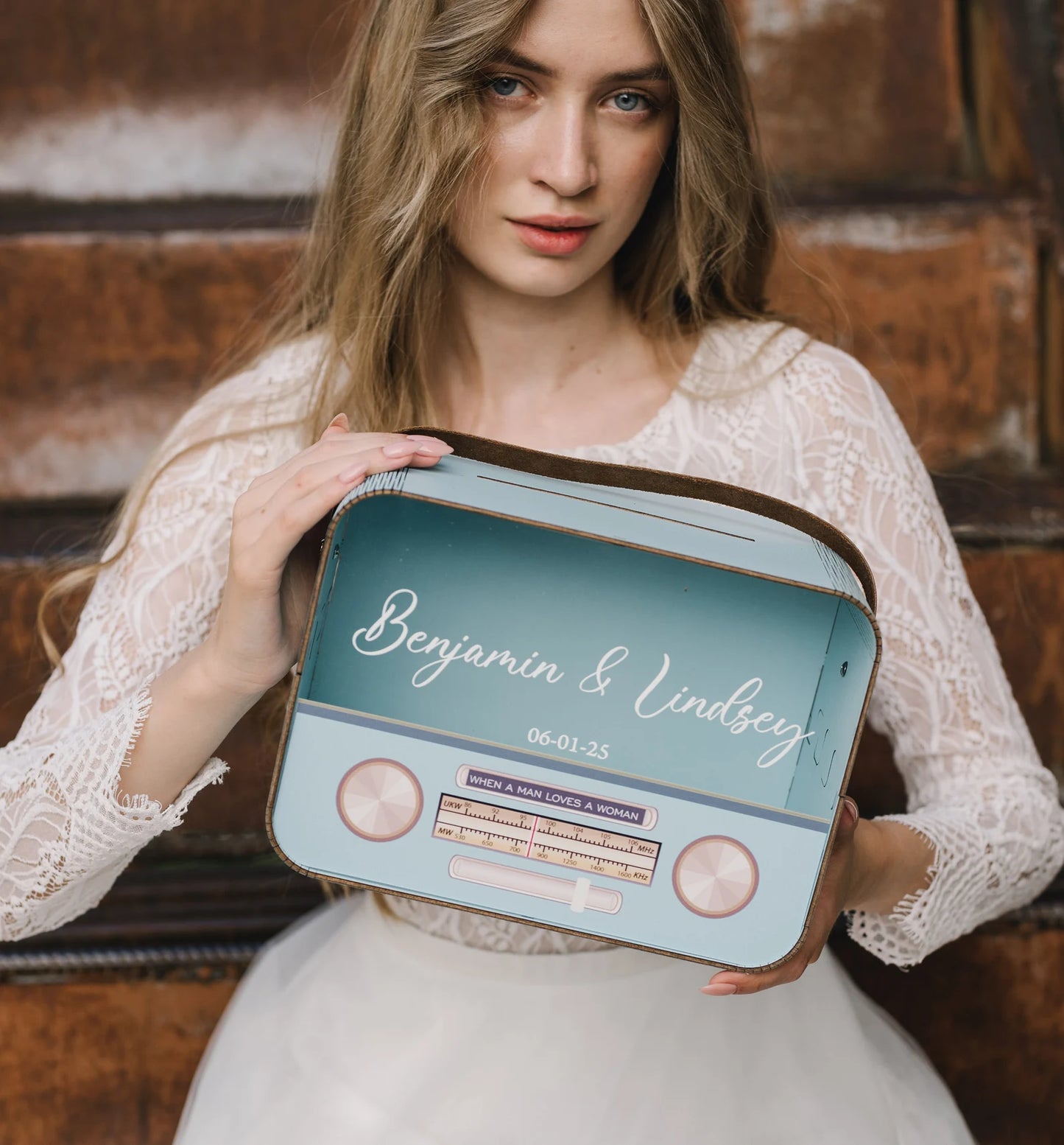 Personalized Retro Music Wedding Card Box