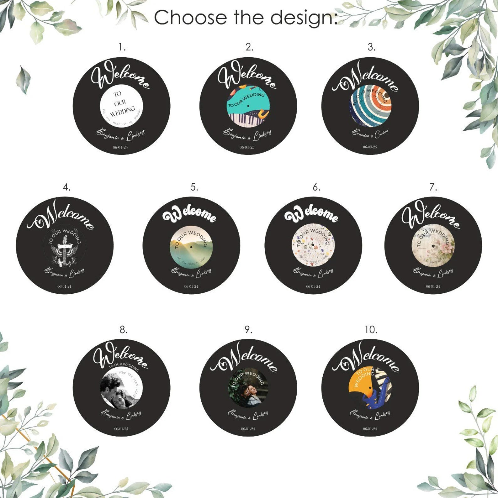 Personalized Retro Wedding Welcome Sign, Vinyl Record Imitation Welcome Sign for Vintage Wedding Party Decor