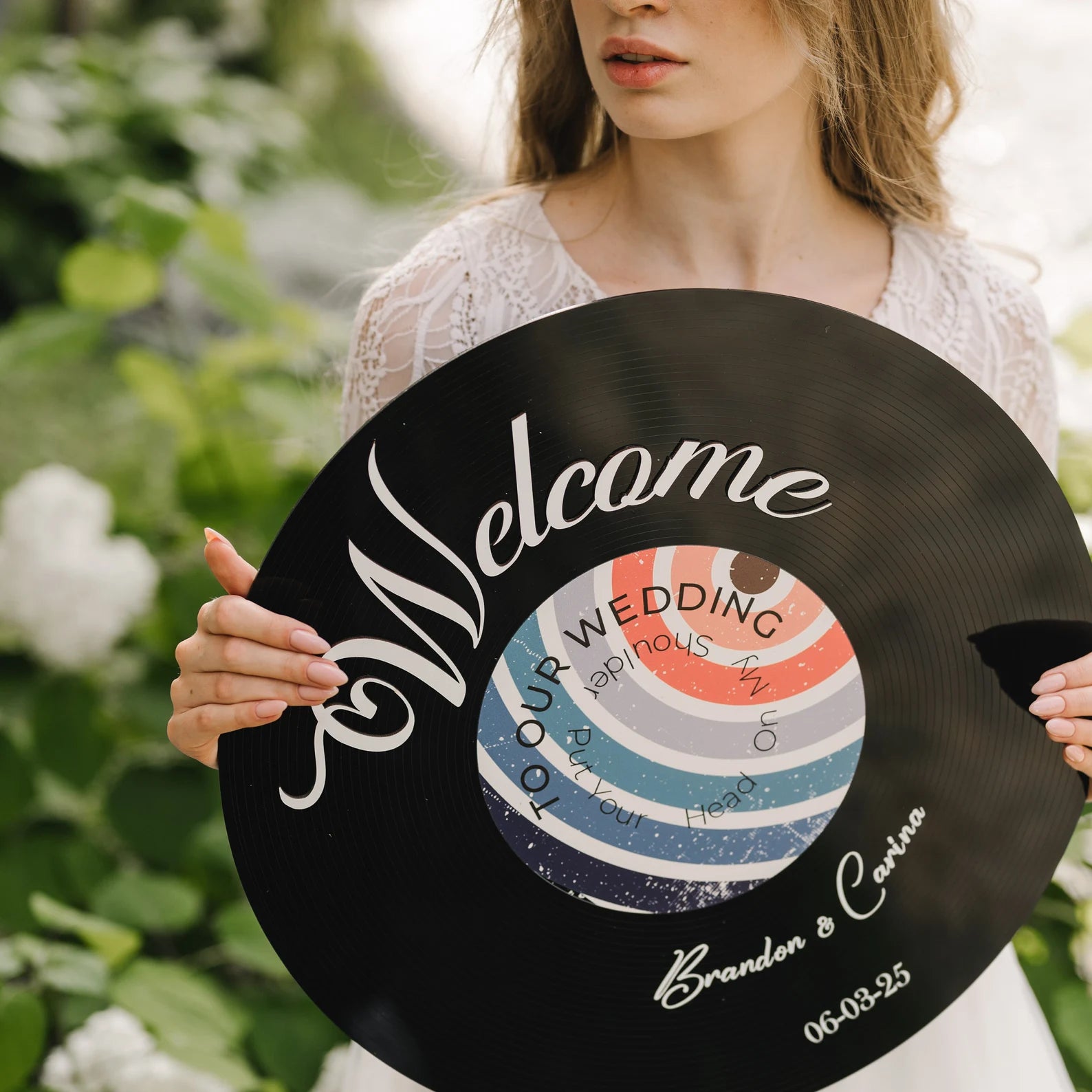 Personalized Retro Wedding Welcome Sign, Vinyl Record Imitation Welcome Sign for Vintage Wedding Party Decor