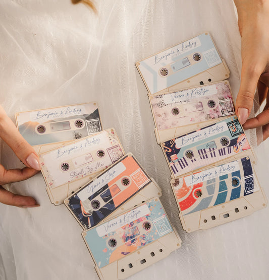 Retro Wedding Record Cassette Tape Save the Dates