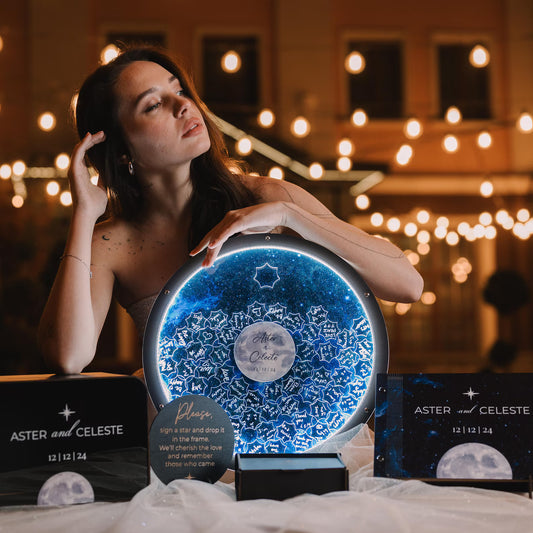 Celestial Wedding Guest Book Alternative with LED Light