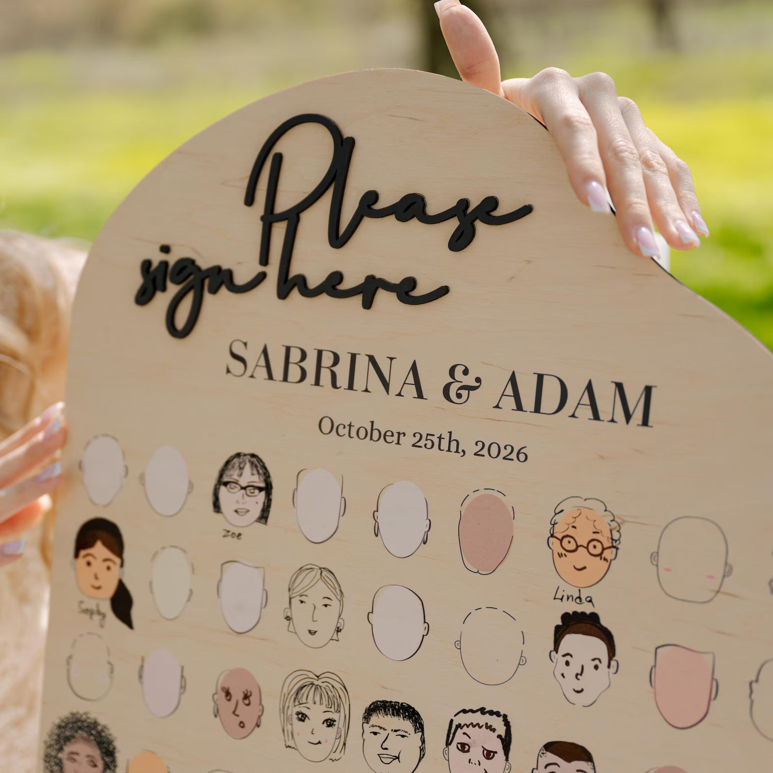 Personalized Wedding Guest Book Alternative with Faces: Draw Your Face Reception Game