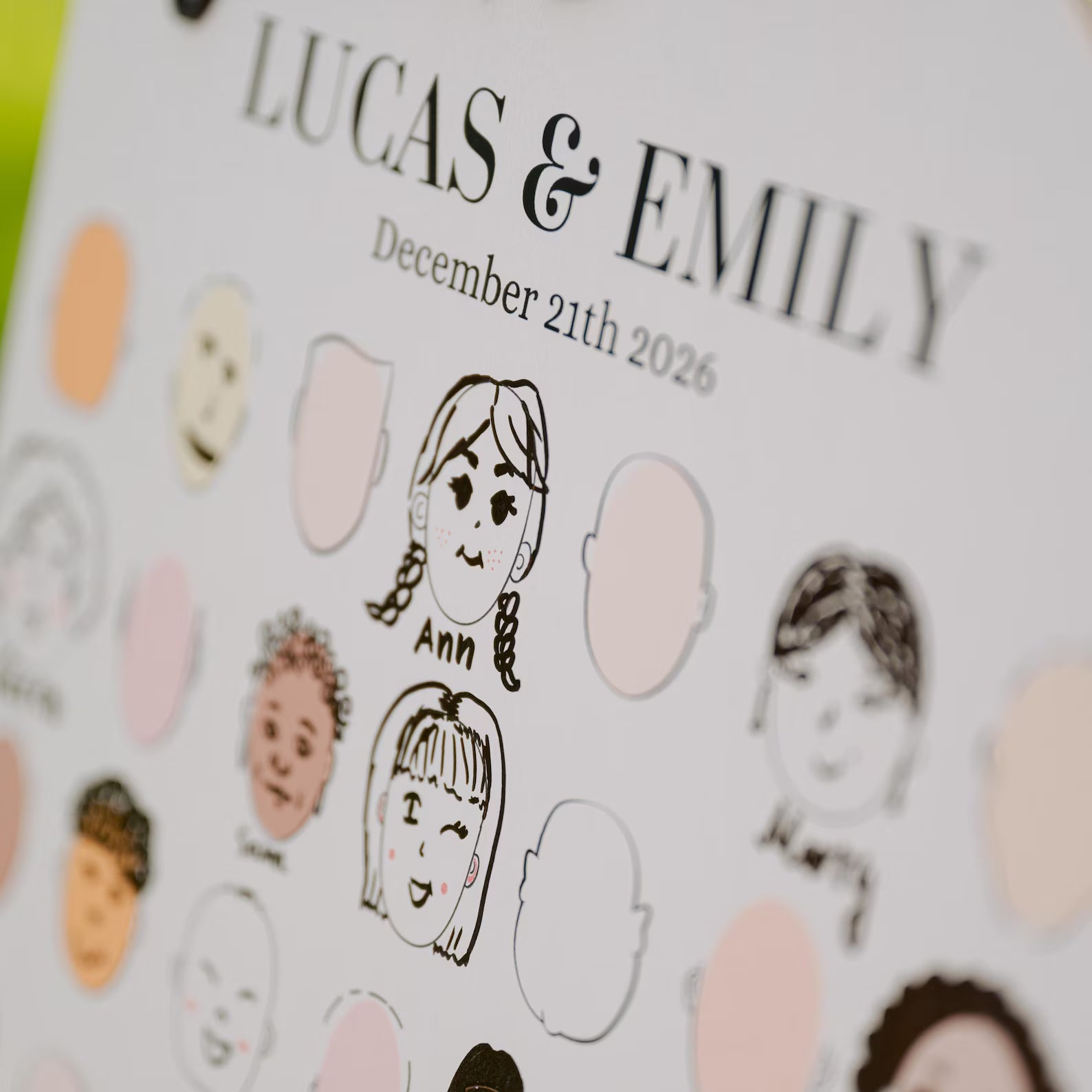 Personalized Wedding Guest Book Alternative with Faces: Draw Your Face Reception Game
