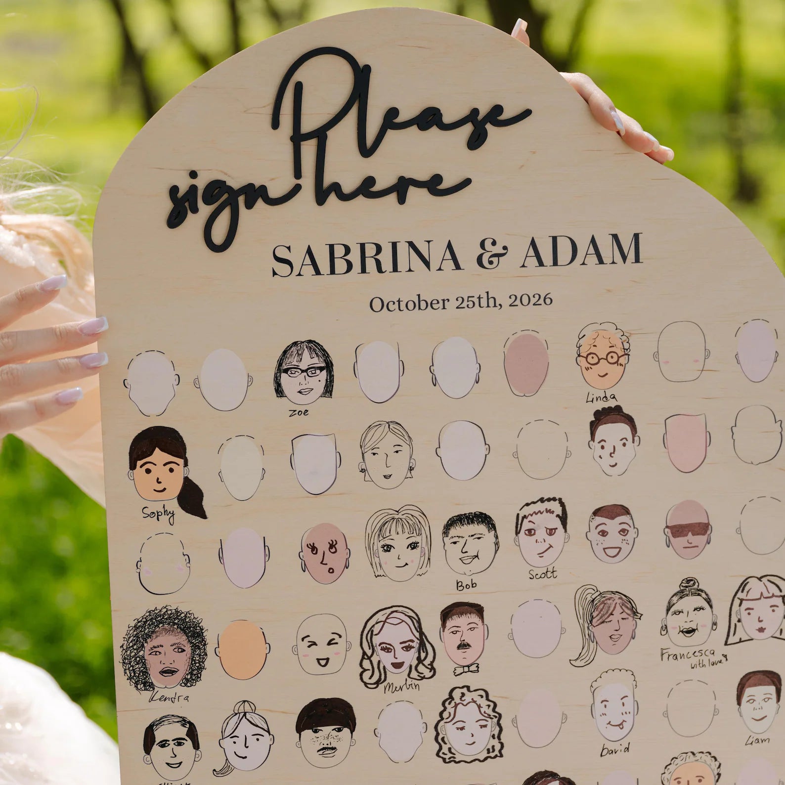 Personalized Wedding Guest Book Alternative with Faces: Draw Your Face Reception Game